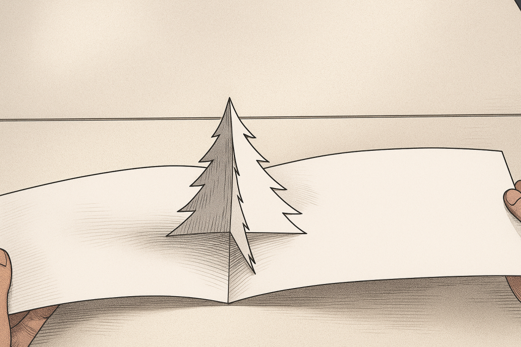 3d weihnachtsbaum als popup karte skizze