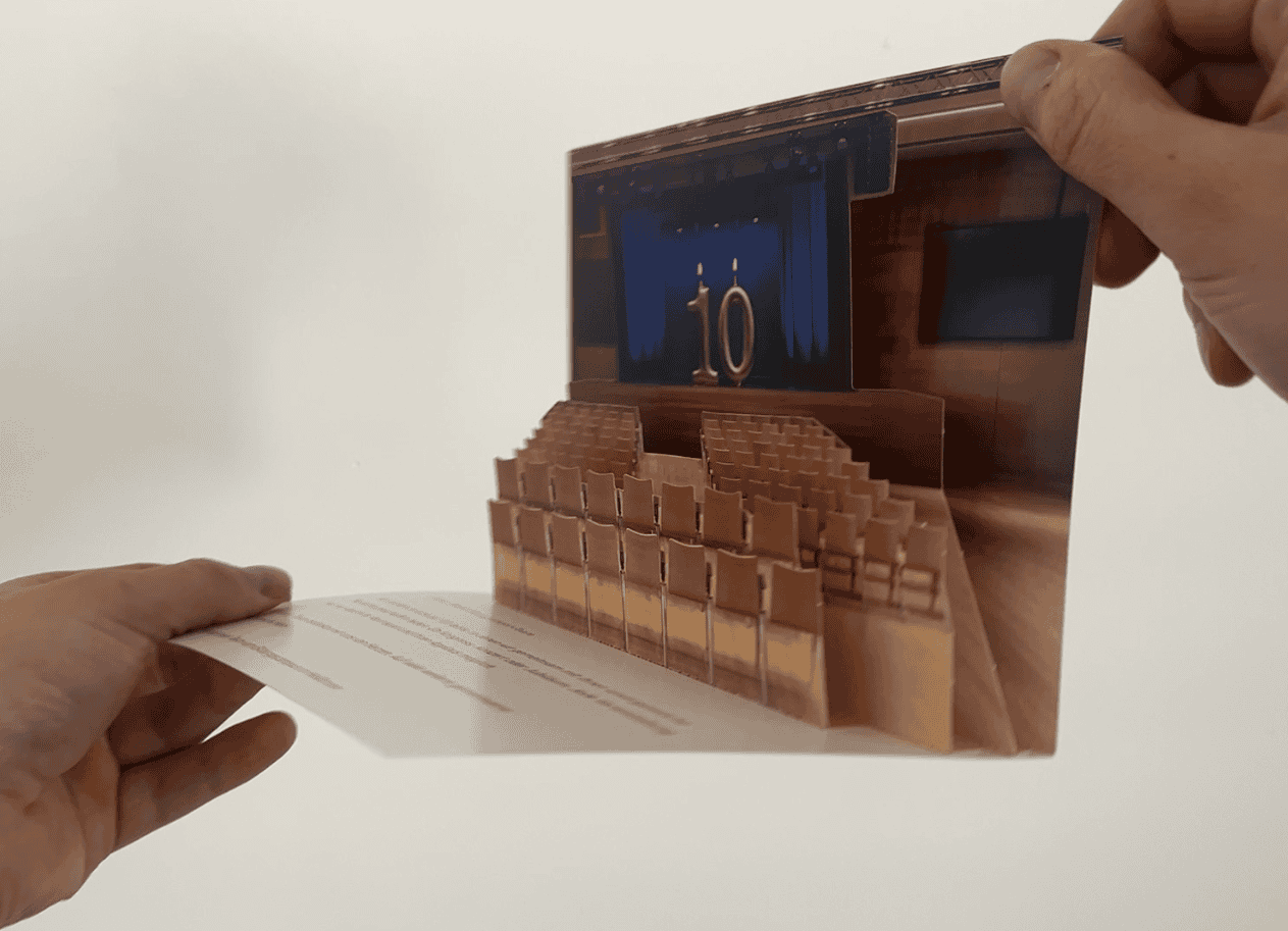 Custom 2D popup card invitation designed for Bildungscampus